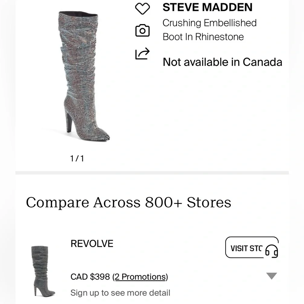 Steve Madden Silver Rhinestone Heeled Boots - Picture 9 of 9